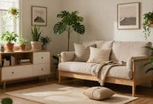 Ambiente aconchegante e repleto de plantas em um jogo de decoração relaxante, com móveis, luz suave e detalhes naturais