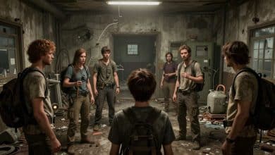 Equipe de jogadores enfrentando um experimento sombrio em uma instalação abandonada no universo de The Outlast Trials